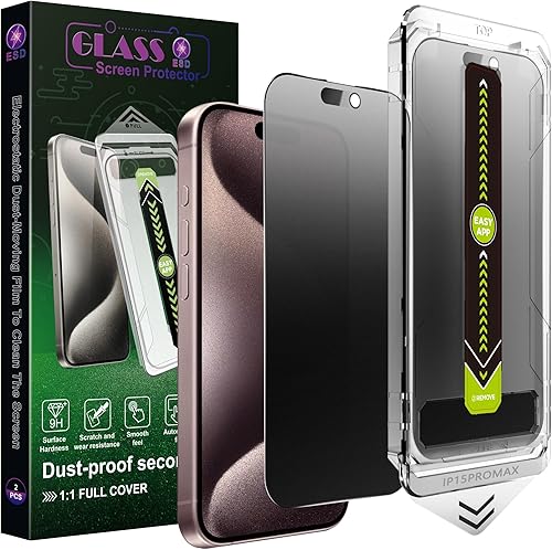 Miniatura 11 de Paquete de 2 protectores de pantalla mate antiluz azul para iPhone 15 Pro (6.1 pulgadas), vidrio templado 9H, antirreflejos, cobertura completa,