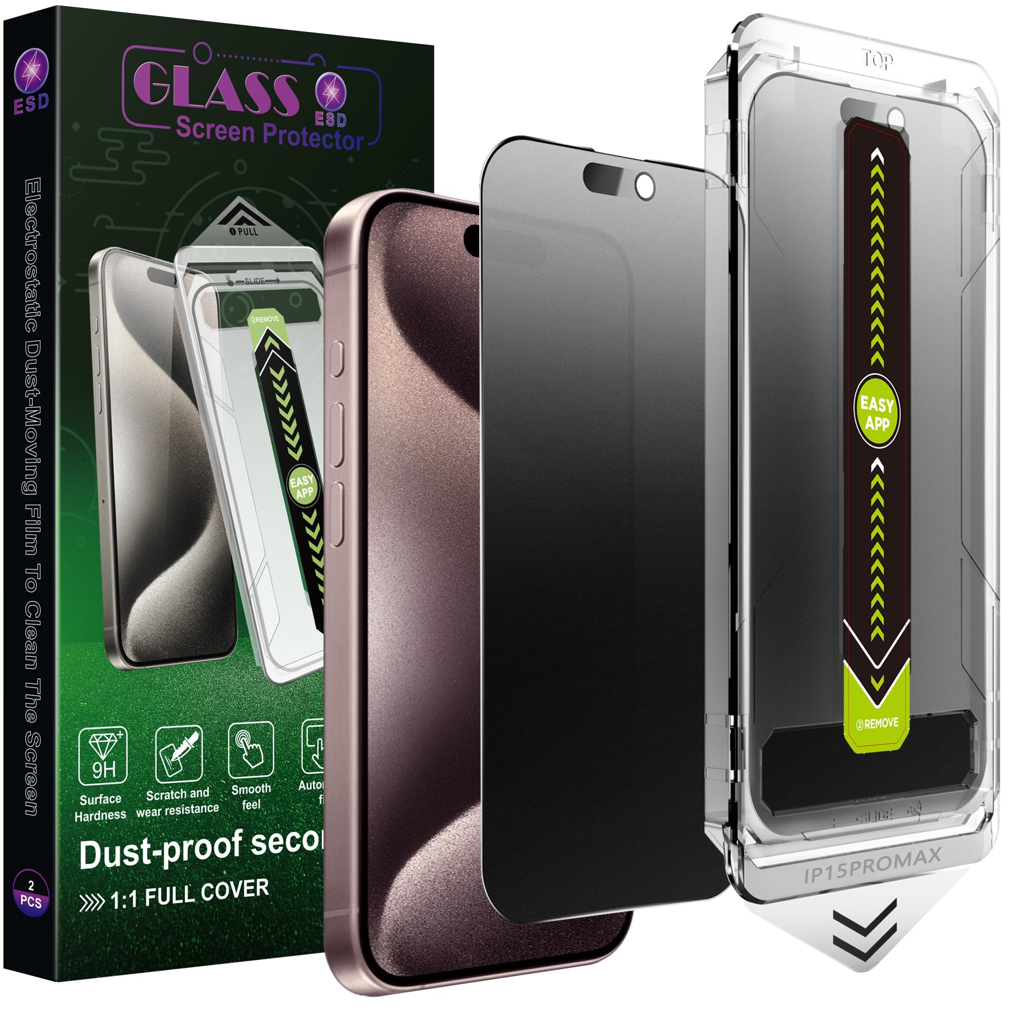 SY SHANGYAN 2 Pack Matte Privacy Screen Protector for iPhone 16 Pro Max 6.9-Inch, Auto Dust Removal, No Bubbles,Anti-Spy Tempered Glass Film, Automatic Dust Removal Technology for Film Positioning