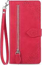 NEXCURIO Handyhülle für Samsung Galaxy S25 5G Hülle Klappbar mit Kartenfäch Ständer Klapphülle Schutzhülle Leder Wallet Flip Case Cover Tasche Handytasche Stoßfeste - Rot