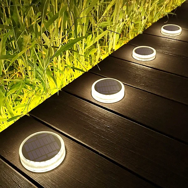 Lacasa Solar Deck Lights, 4 Pack 30LM Outdoor Solar Powered Step Lights, LED Dock Lights Natural White 4000K Light up All Night IP68 Waterproof Auto ON/Off for Garden Stairs Driveway Pathway Lighting
