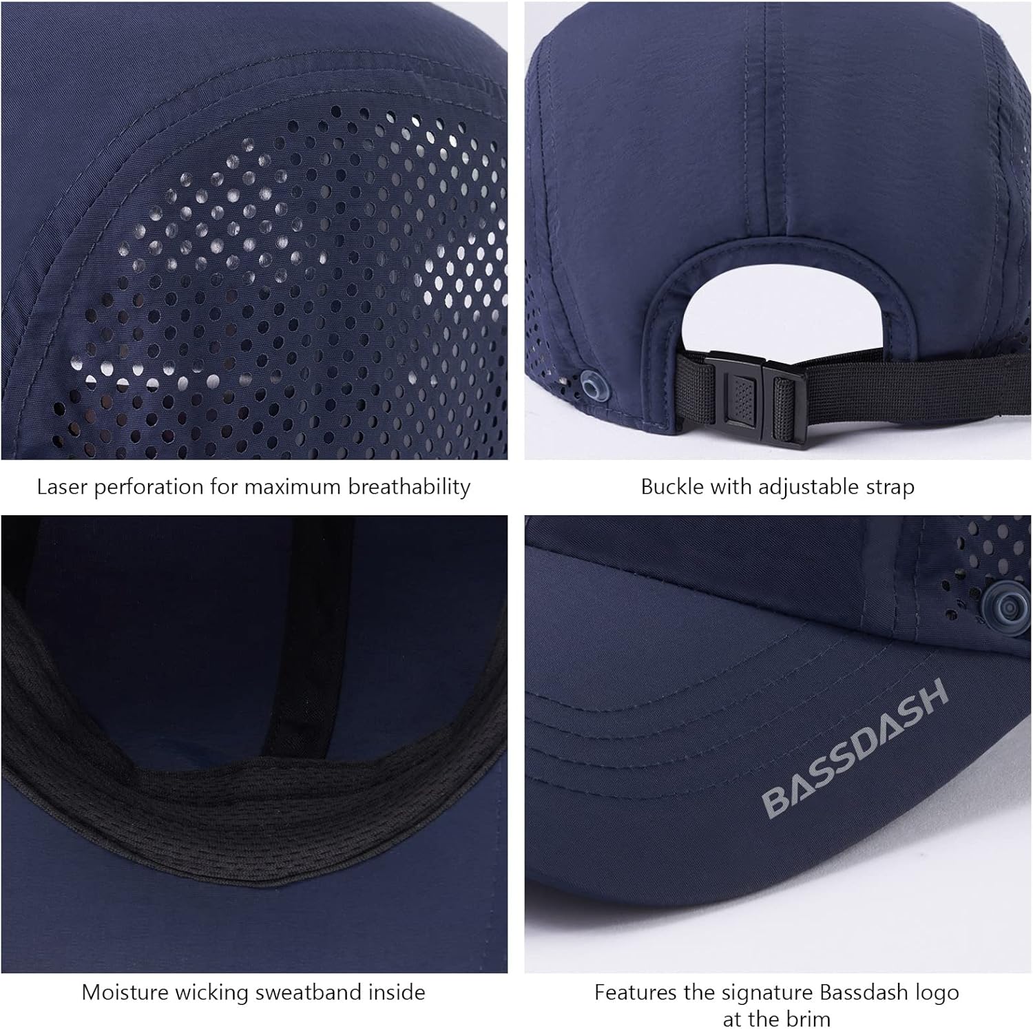 BASSDASH UPF 50+ Foldable Fishing Hat Baseball Cap with Removable Neck Flap Portable for Men Women Golf Hiking - Image 6