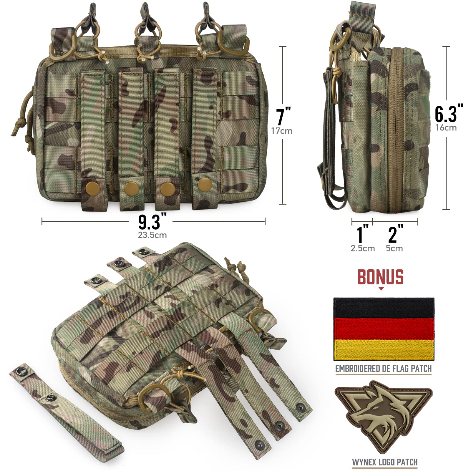 Wynex Custodia Tattica Admin Pouch per Porta Caricatori 5.56，Molle Tasca Utility Militare Borsello Tattico Tasche Tattiche softair per HK416 M4 M16