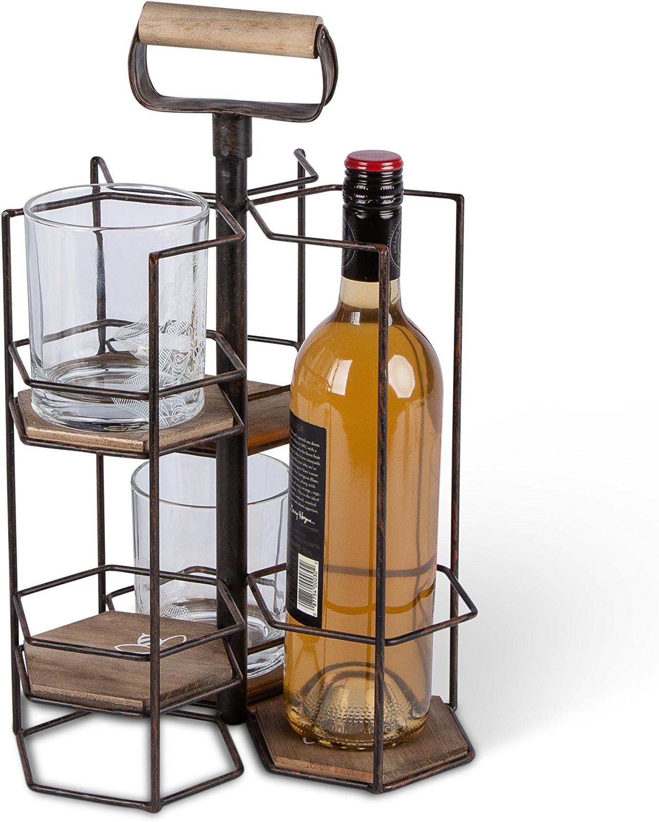 Lone Elm Whiskey Caddy, Black, 9.25" x 9.25" x 17.25"