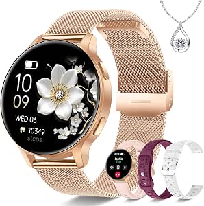 Iaret Smart Watch for Women with 4 Bands and Necklace Gift Set