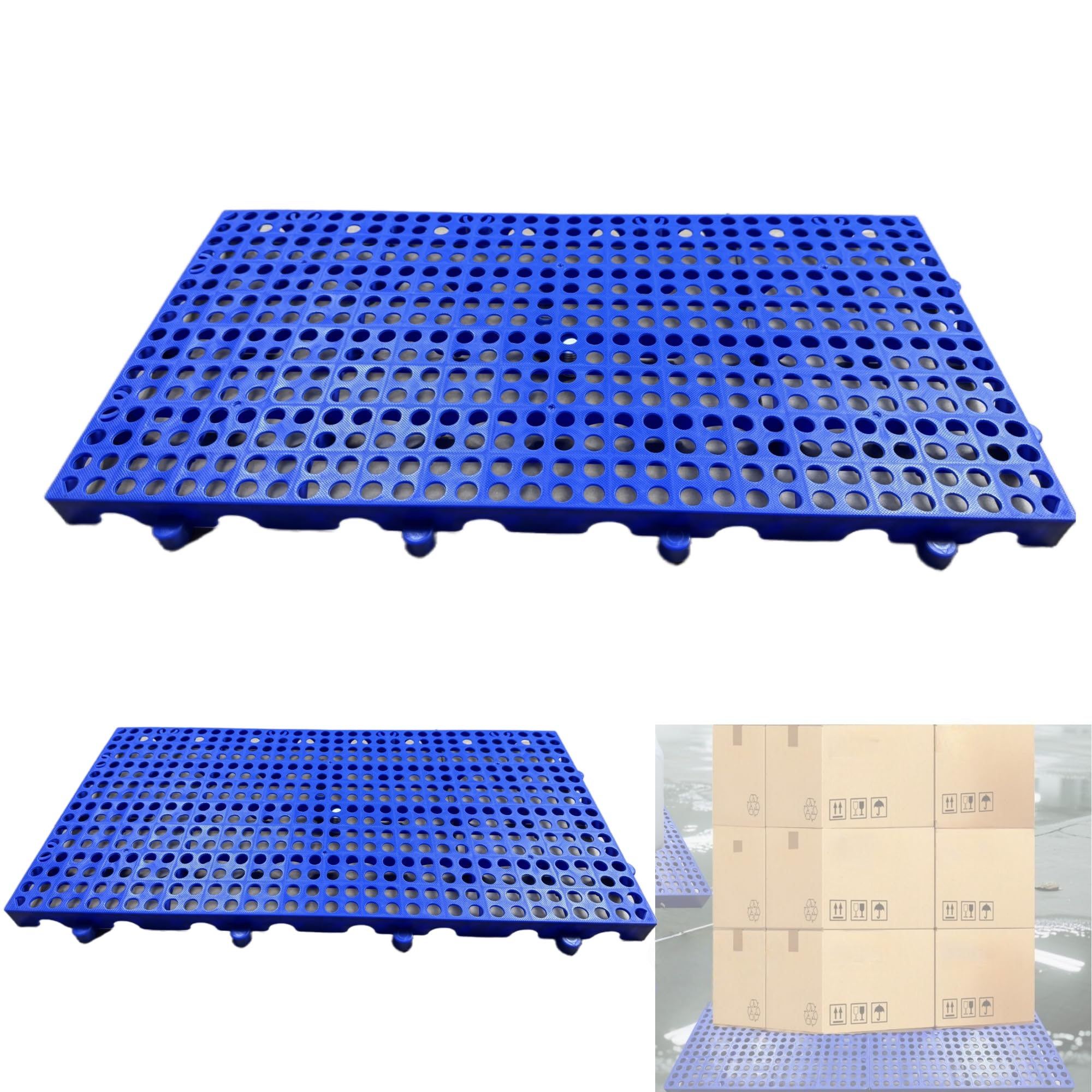 Photo 1 of 2 pcs Round Hole Plastic pallets for Outside 23.6x11.8x1.18IN Plastic pallets Load Capacity up to 4500lb Convenient for Splicing Place as You Wish Plastic Platform for supermarkets, Home and Pets