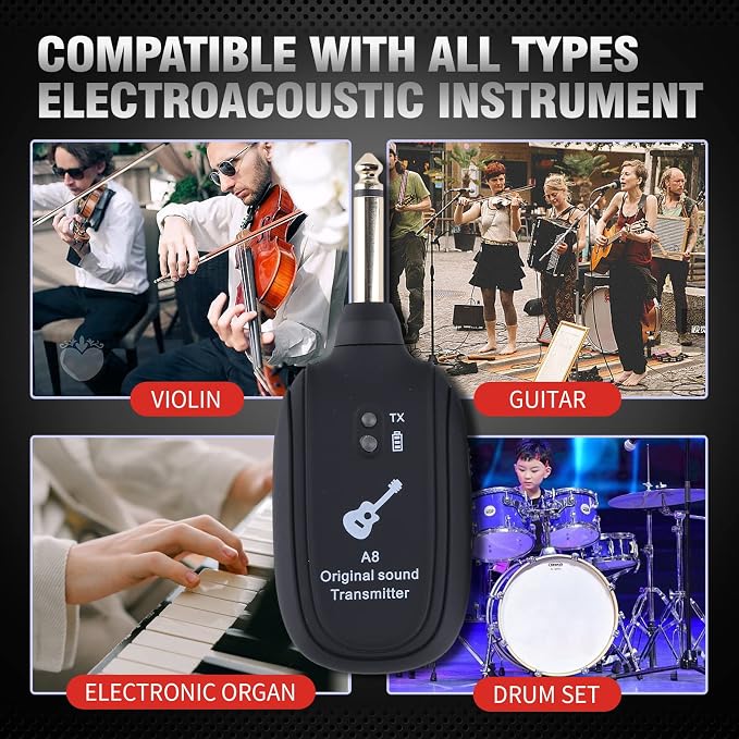 Sistema inalámbrico para guitarra con batería recargable miniatura 6