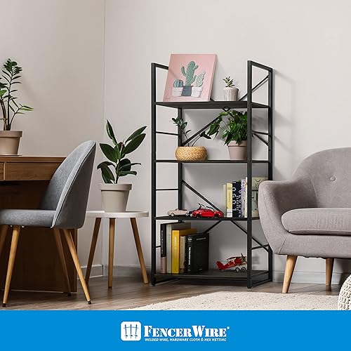 Miniatura 4 de Fencer Wire Estante de pie de 4 niveles, estantería de 24 pulgadas de ancho, organizador de almacenamiento de estantes, estantes industriales para
