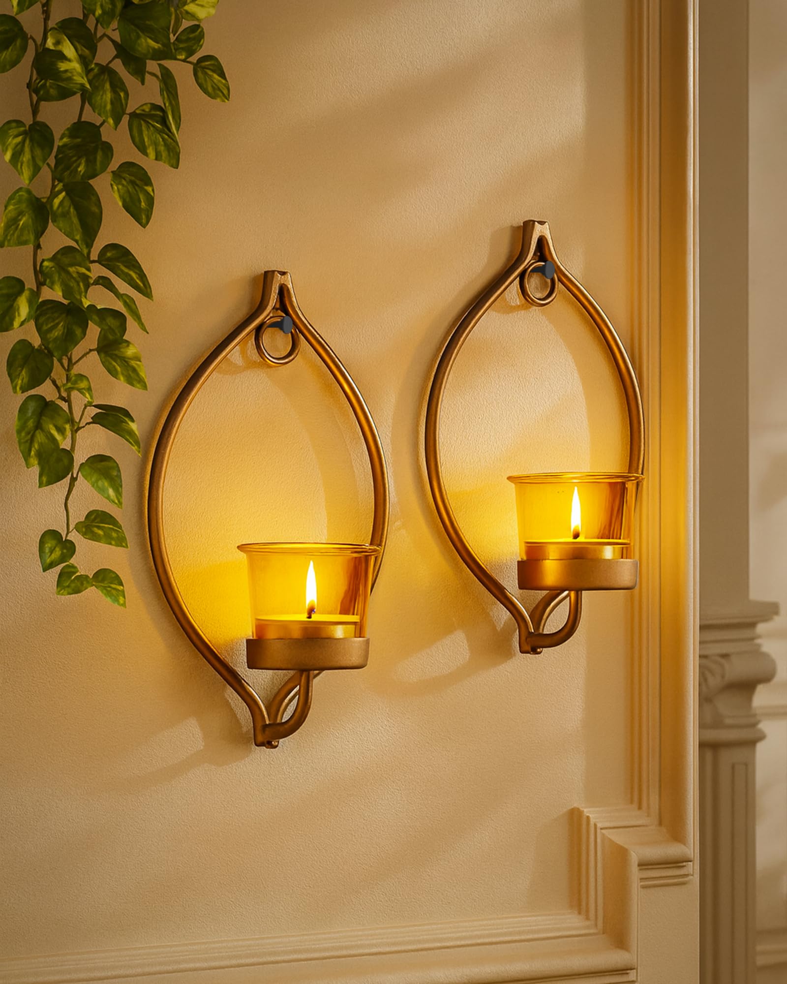 homesake Homesake® Wall Light, Wall Lamp Wood Light For Home Decoration, Chandelier Home, Living Room, Indoor Outdoor Jhumar, Wall Hangings, Balcony Decor,Home Decor Items Stylish,Antique Pack Of 1,Gold Yellow-picture-17