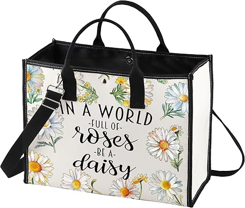 LEVLO Bolsa de cosméticos de flores de margaritas, regalo para amantes de las margaritas, regalo en un mundo lleno de rosas, bolsa de maquillaje con