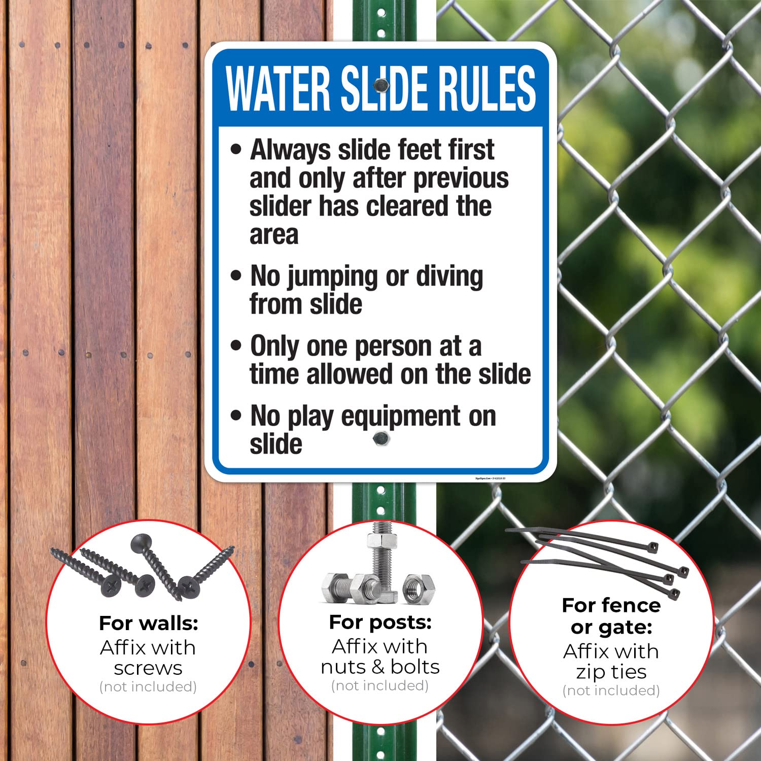 Arkansas Water Slide Rules Sign, Complies with State of Arkansas Pool Safety Code, 24x30 Inches, Rust Free .063 Aluminum, Fade Resistant, Made in USA