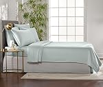 King Feuilles par Pure Bamboo, Véritable 100% Viscose biologique dérivée de Bamboo Ensemble de draps, Luxurieusement doux & Refroidissement, double piqûre, 2 Promesse de qualité année (Roi, Verre de mer)