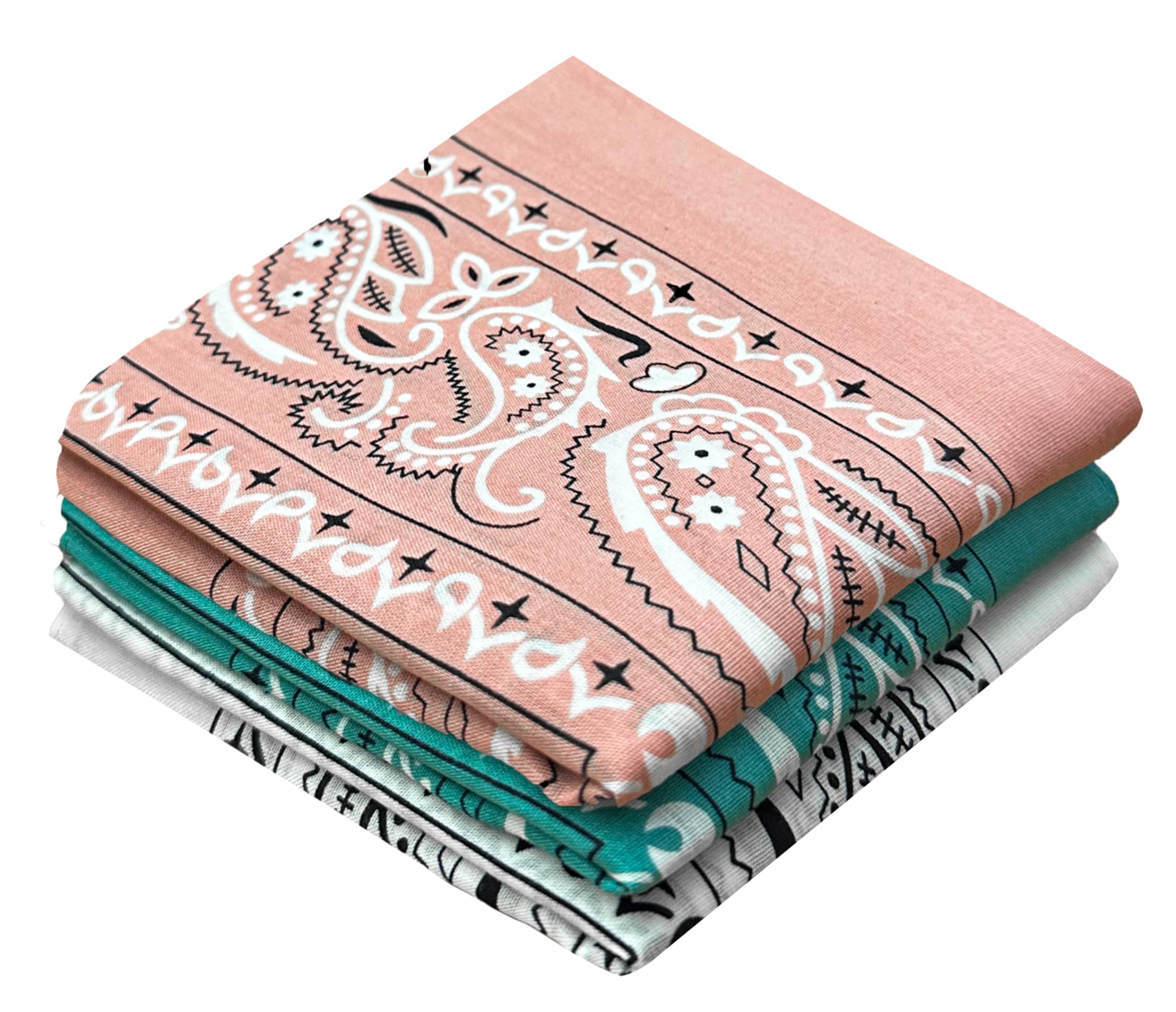 Every-ville Cotton Bandana Handkerchief for Men &amp; Women, 3 Pack