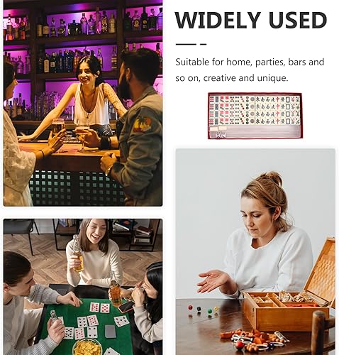 Miniatura 9 de BESPORTBLE 1 Unidades Juguetes Pequeño Mahjong Kit Mahjong para el Hogar Miniatura Mahjong Kit Mahjong Accesorios Mahjong Chino Mahjong Juguete Mini