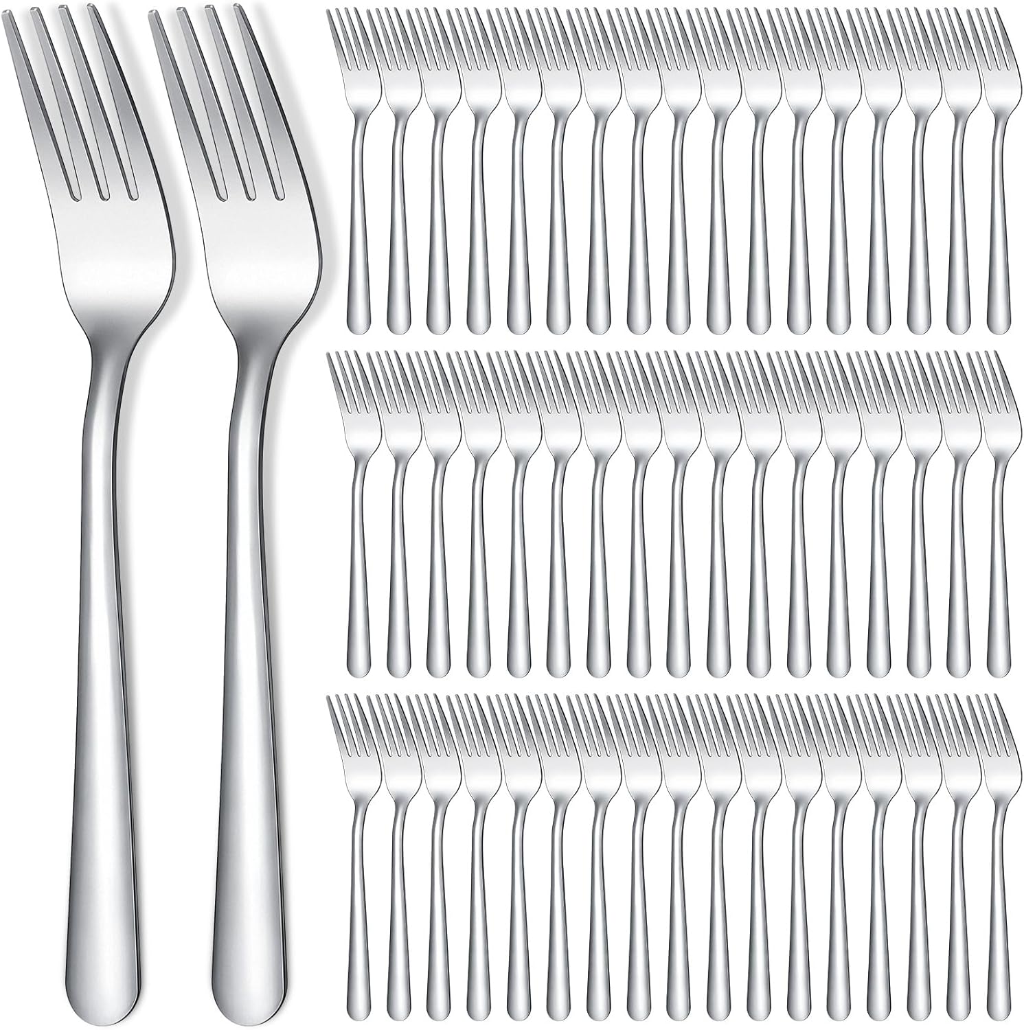 Minatee 200 Pcs Dinner Forks Bulk Set 8 Inches Stainless Steel Metal Forks Silverware Table Cutlery Mirror Polished Salad Flatware for Home Restaurant Kitchen