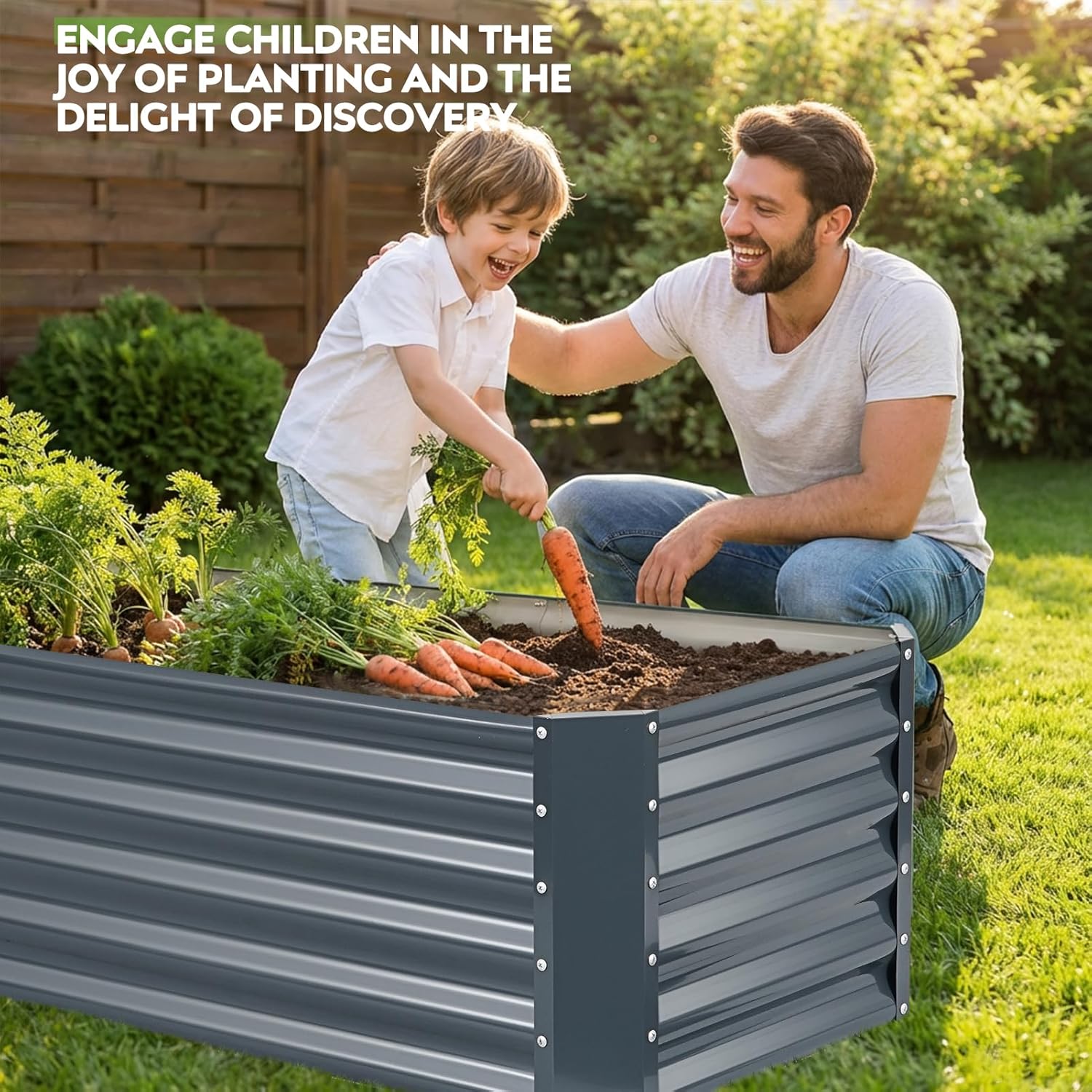 ZORMY 6×2×1.4ft Galvanized Raised Garden Bed Kit, Metal Planter Boxes Outdoor, High Raised Beds for Vegetables, Fruits, and Flowers - IronGrey
