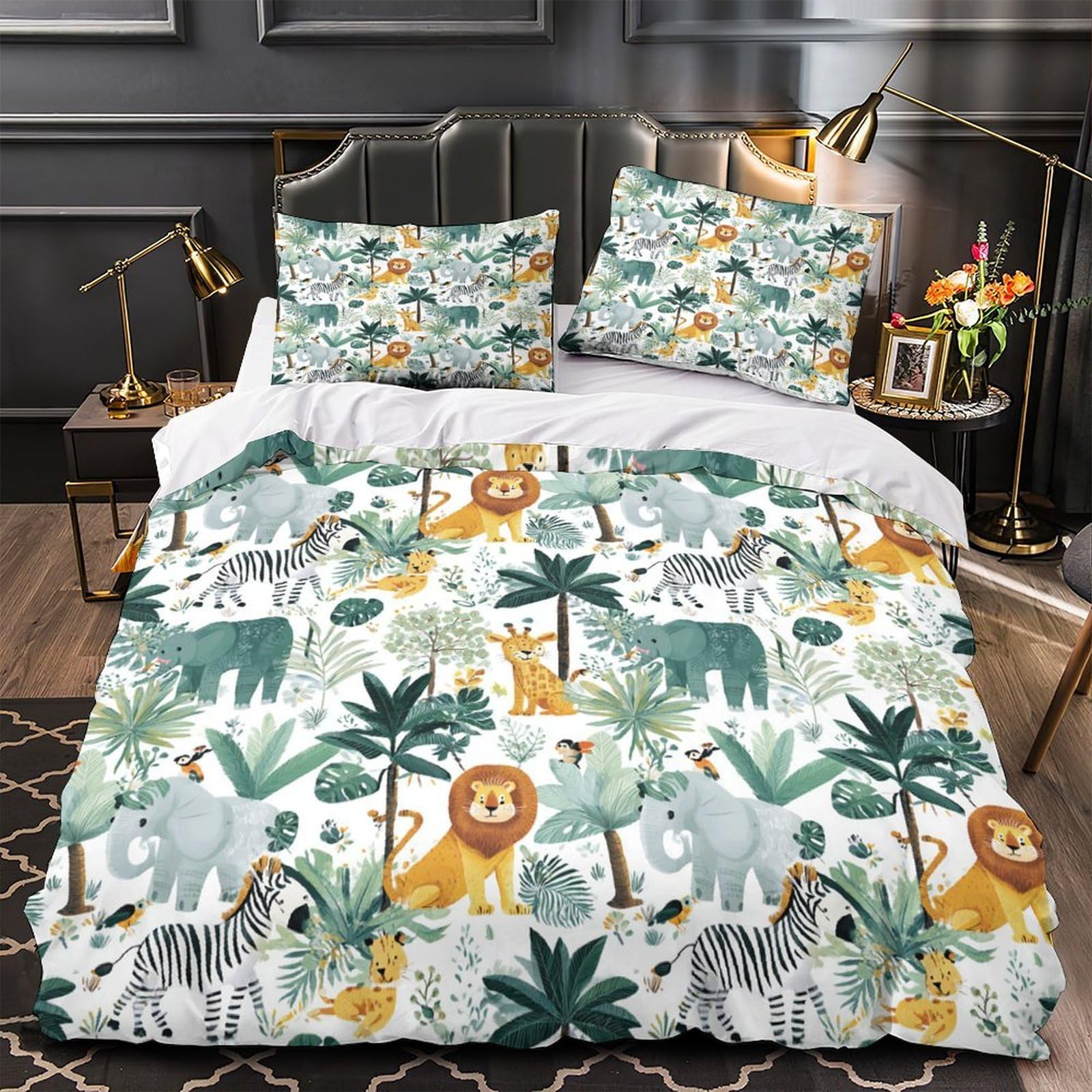 Parure de lit animaux de la jungle pour une chambre d'adulte ou d'ado moderne