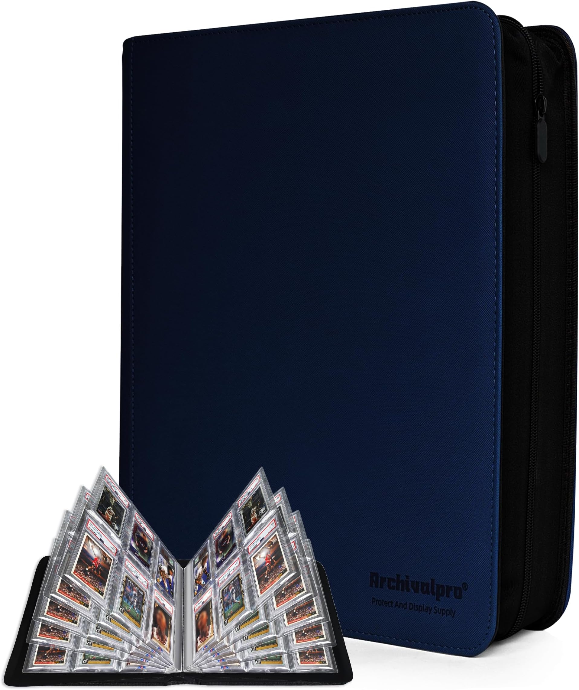 – Graded Card Binder, Holds 60 Graded Cards, 6-Pocket Slab Binder for PSA SGC BGS PU Leather Graded Card Storage Binder Display Album(Blue,40 Pockets)