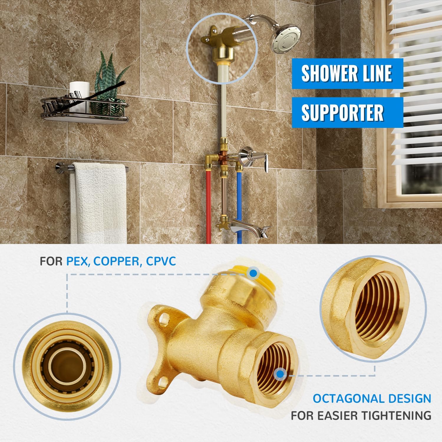 SUNGATOR 1/2 Inch Drop Ear Elbow, 1/2 Inch x 1/2 Inch FNPT, No Lead Brass Push to Connect Plumbing Fittings to Connect PEX, Copper, CPVC, With 1 Disconnect Clip, Pack of 2