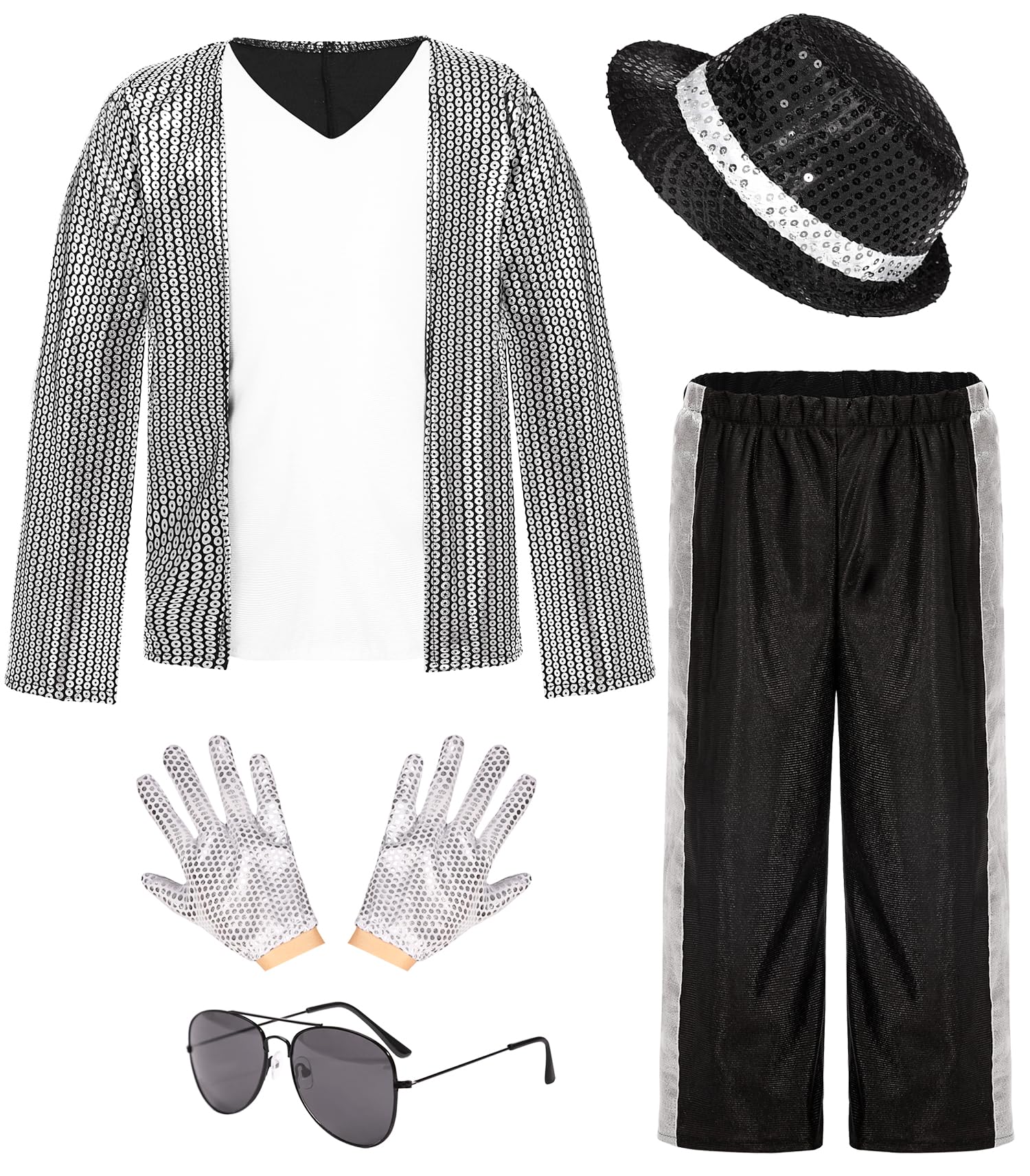 Kids Dance Star Costume for Boys 80s 90s Hip Hop Stage Outfits for Halloween Cosplay