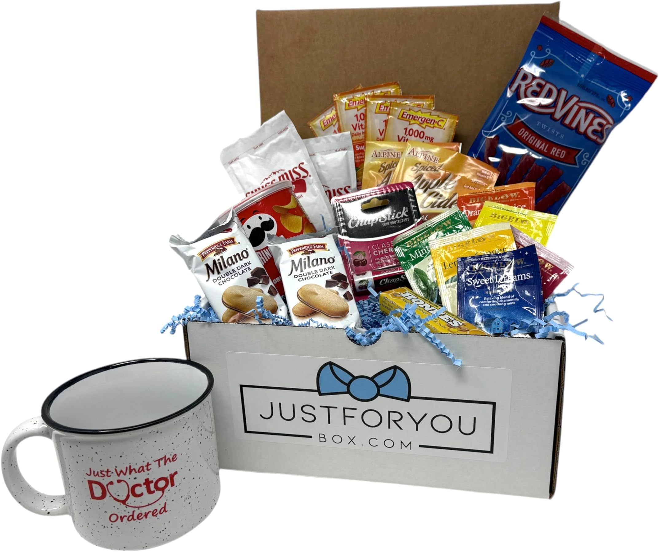 Get Well Gift Package Sick Bundle Mug with Tea Emergen-C Apple Cider Hot Cocoa Ramen and Assorted Snacks Box College Gifts Get Well Soon