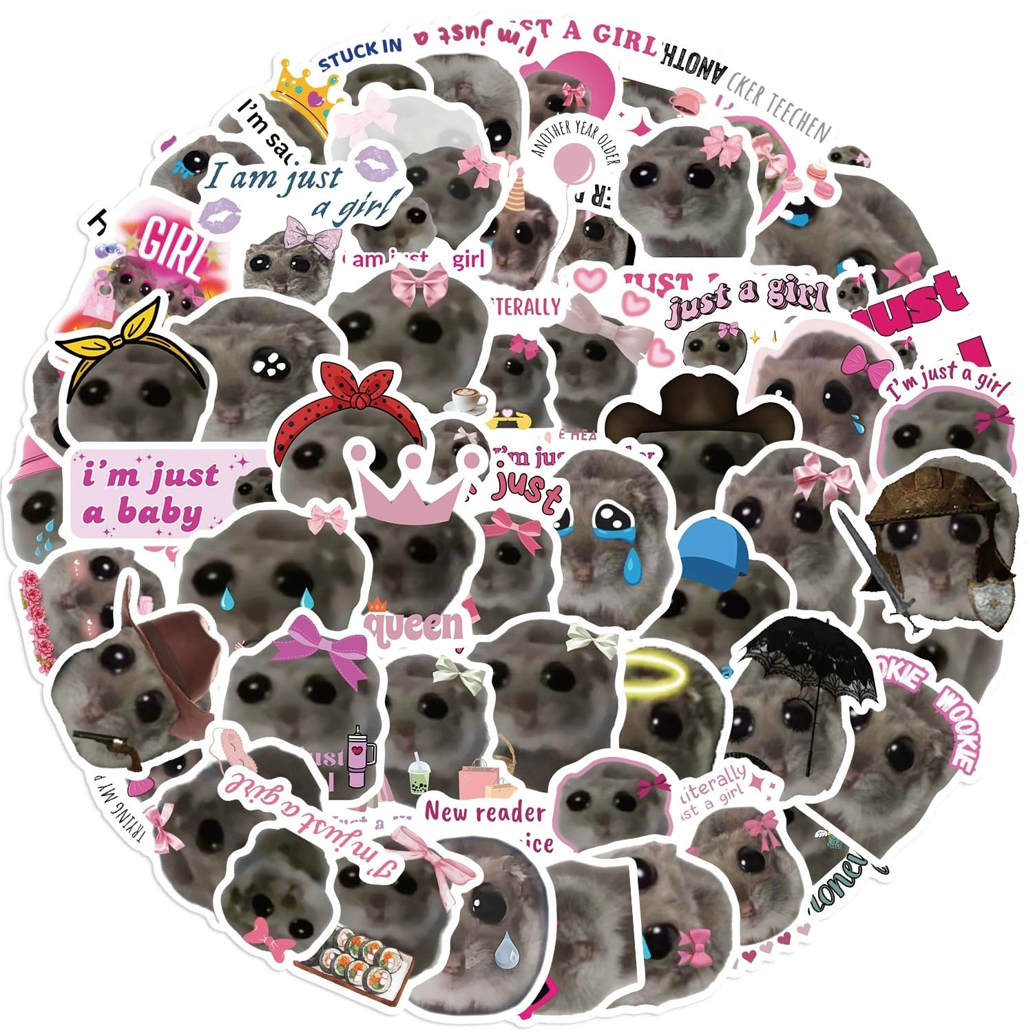 Funny Hamster Meme Vinyl Stickers,Y2K Aesthetic Graffiti Stickers,Vinyl Waterproof Sticker for Kids Teens Girls,for Phone Laptop Bottles Skateboard Computer Phone Luggage Guitar Gifts Sticker
