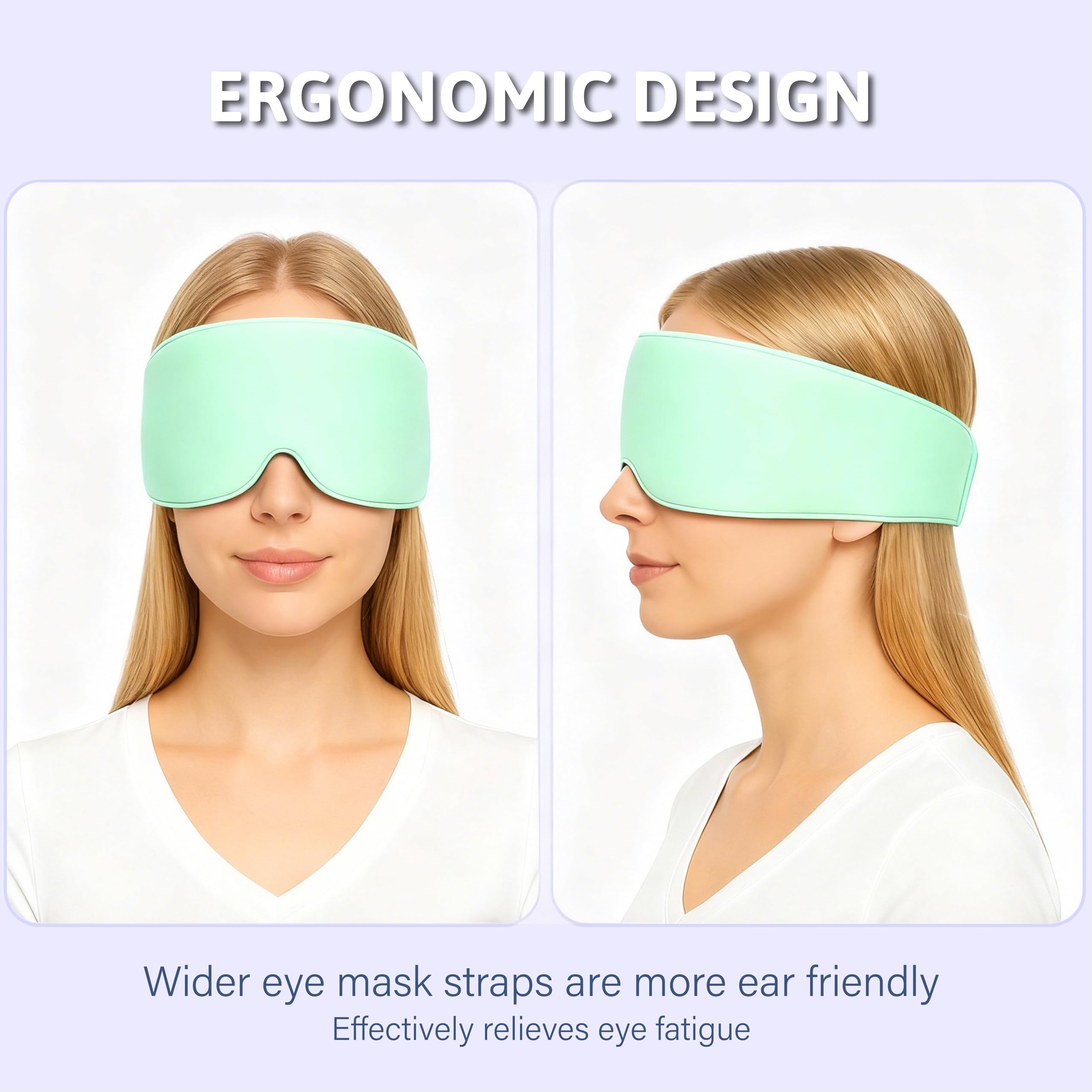 mascherina per dormire Comoda mascherina per occhi oscurante maschera occhi per gli delicata sulla pelle Accessori da viaggio Due lati due sentimenti (Versione base verde chiaro)