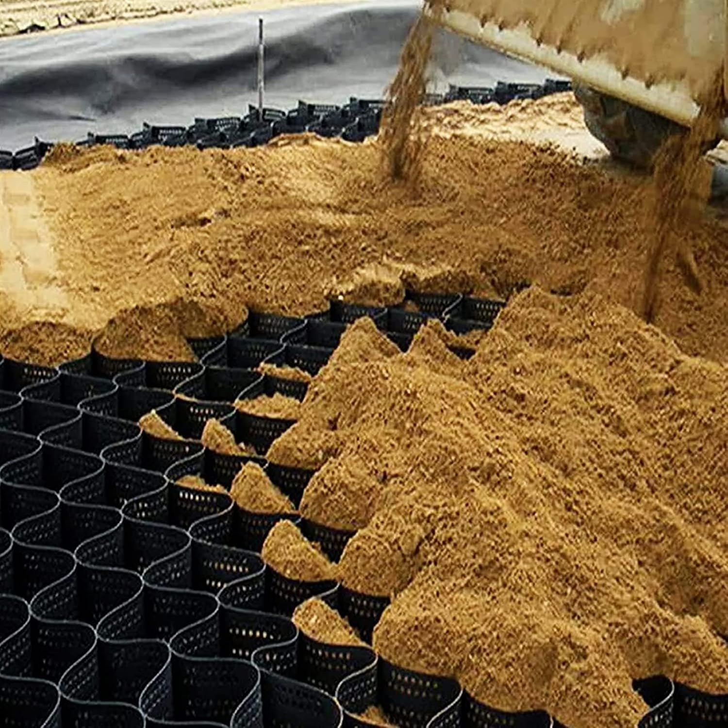 6X8 FT Lawn Subgrade Ground Honeycomb Grids, Sidewalks Ground Grid Stabilizer/Light Duty Traffic Areas/Retaining Walls Stabilization Geocells System，Height 2in