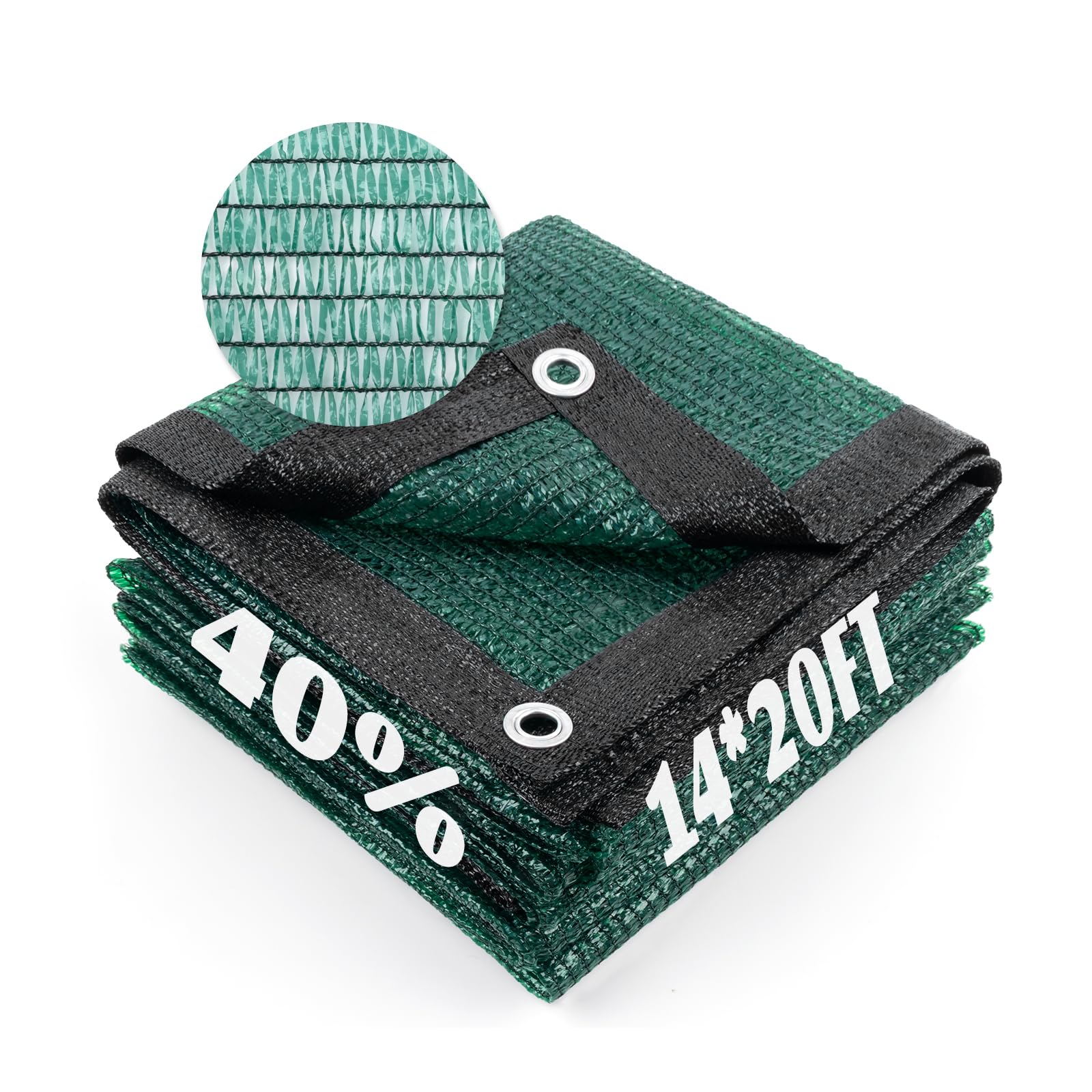 Cool Area 40% Sun Shade Cloth Mesh Tarp with Grommets for Plant Cover 14x20ft Patio Canopy Garden Pergola Greenhouse Car Barn Kennel Dark Green