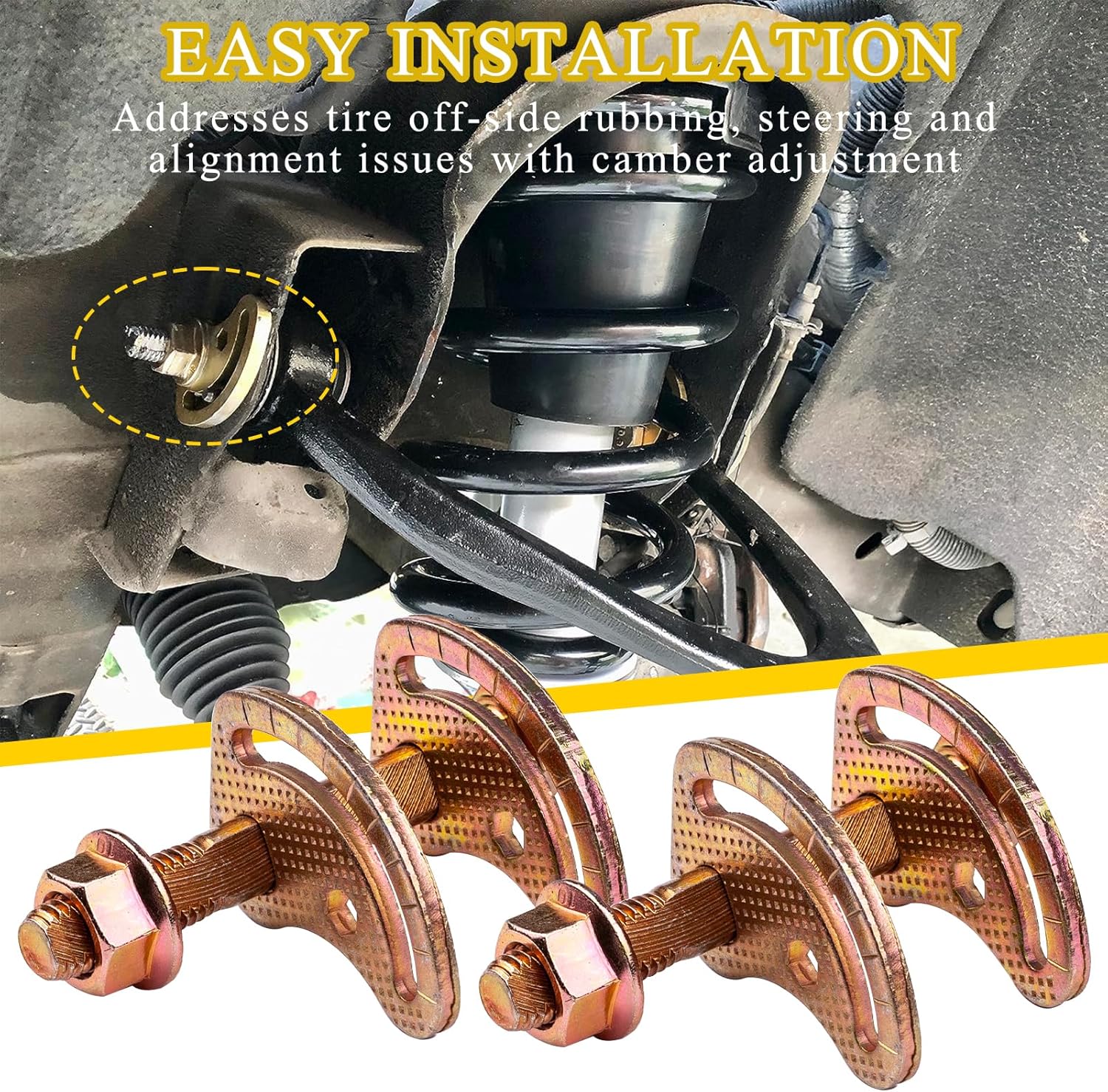 Upper Control Arm Alignment Cam Bolt Kit Enhanced Compatible with 99-18 Chevy Silverado 1500 Suburban Avalanche 2500 GMC Sierra 1500 2WD 4WD Fit Hummer H2 H2T Bolts ± 1.5° Suspension Kits 4 PCS