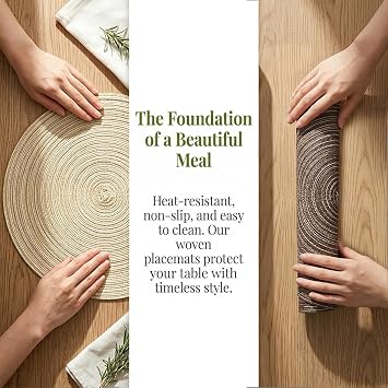 Round Woven Placemats Set of 4, 11.8 Inch Natural Water Hyacinth Braided Mats, Heat Resistant Non-Slip Wicker Place Mats, Rustic Boho Decor for Home, Dining, Wedding, Party, Mix Color