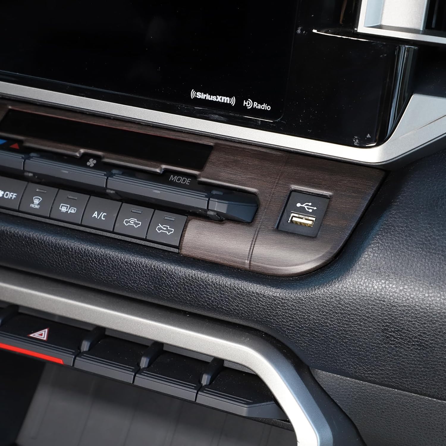 Car ABS Center Console Air Conditioning Mode Trim Frame Compatible with Toyota Tundra Sequoia 2022 2023 2024 Air Conditioner Switch Trim Frame (Without Knob Version, Oak Wood Grain)