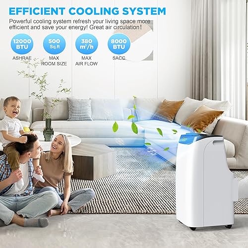 Vista 22 de Aire acondicionado portátil de 14000 BTU con control remoto, unidad de aire acondicionado de refrigeración independiente 3 en 1 con ventilador