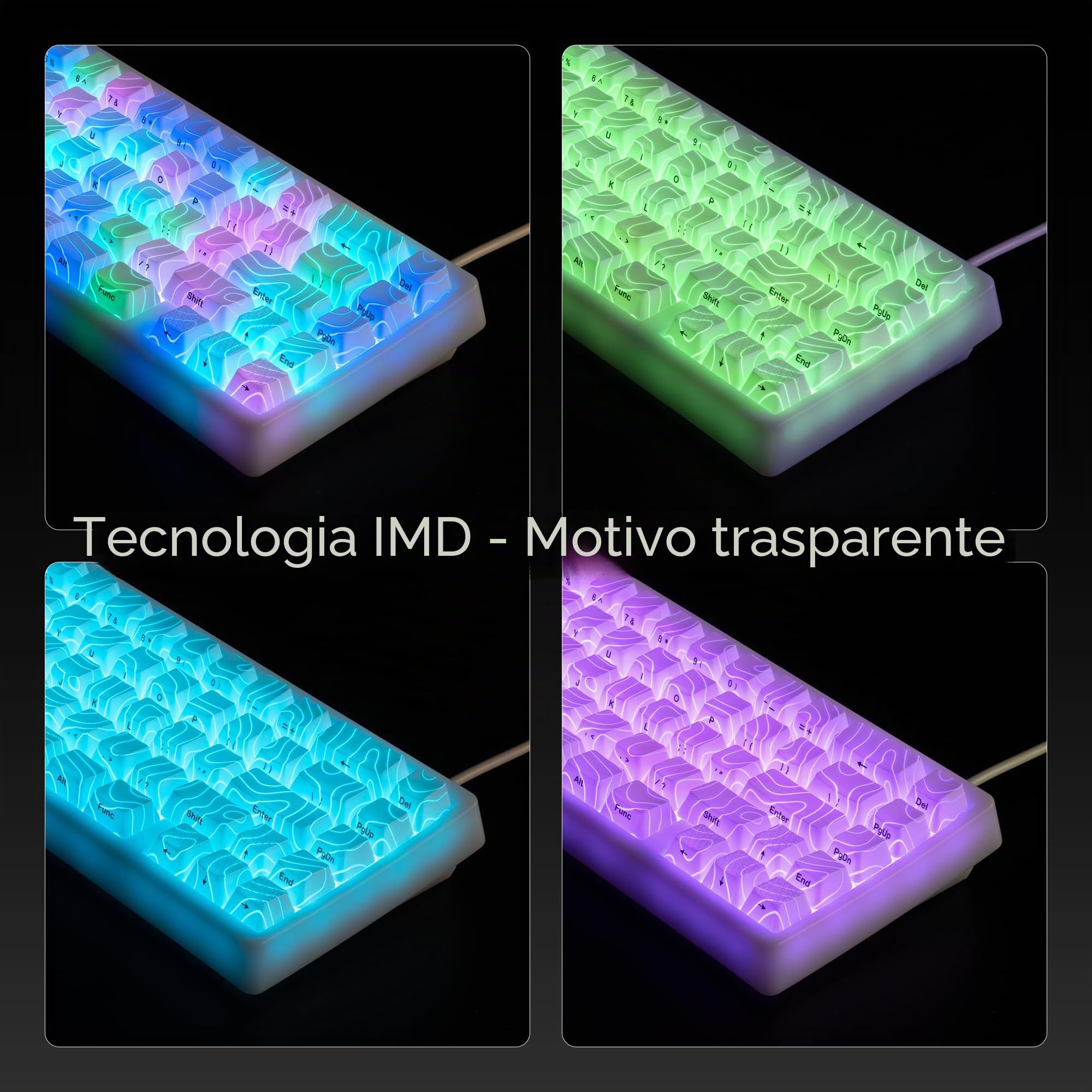 HITIME XVX M67 Tastiera wireless 60% per cento, tastiera topografica da gioco QMK/VIA, tastiera meccanica a tre modalità Thocky cremosa, montaggio con guarnizione sostituibile a caldo, tecnologia RGB