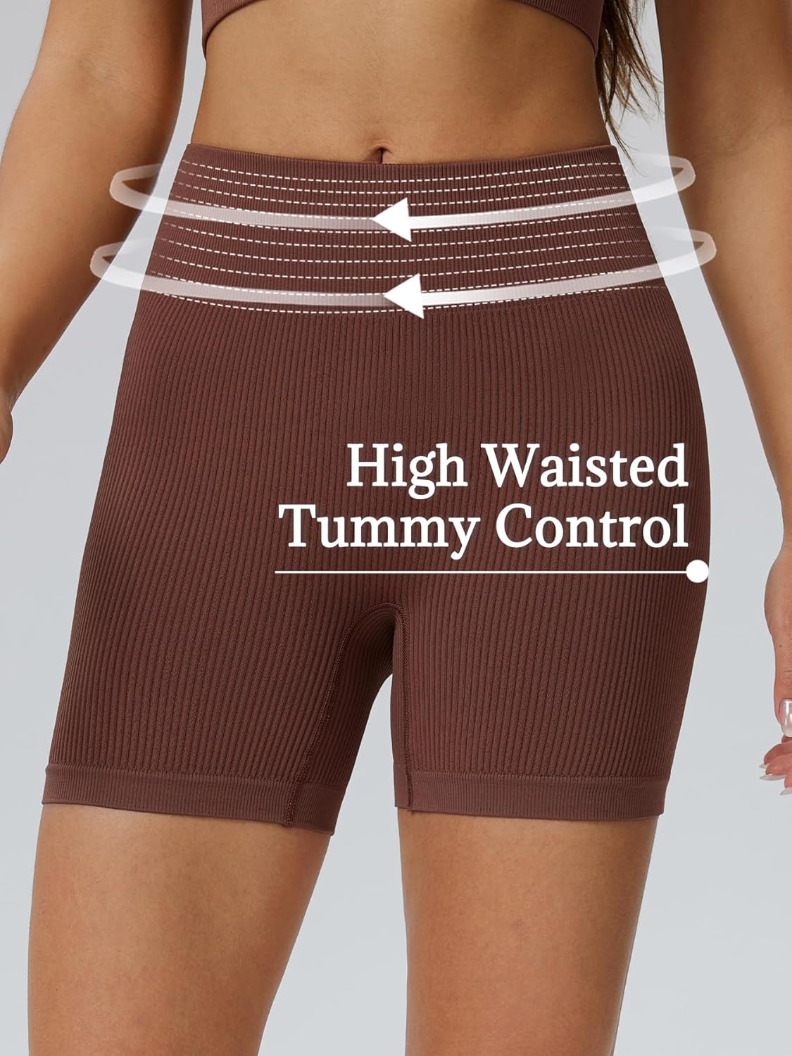 Women's Workout Gym Shorts – 5” High Waist Seamless Tummy Control, Biker Shorts Booty Athletic Shorts for Yoga - Image 3