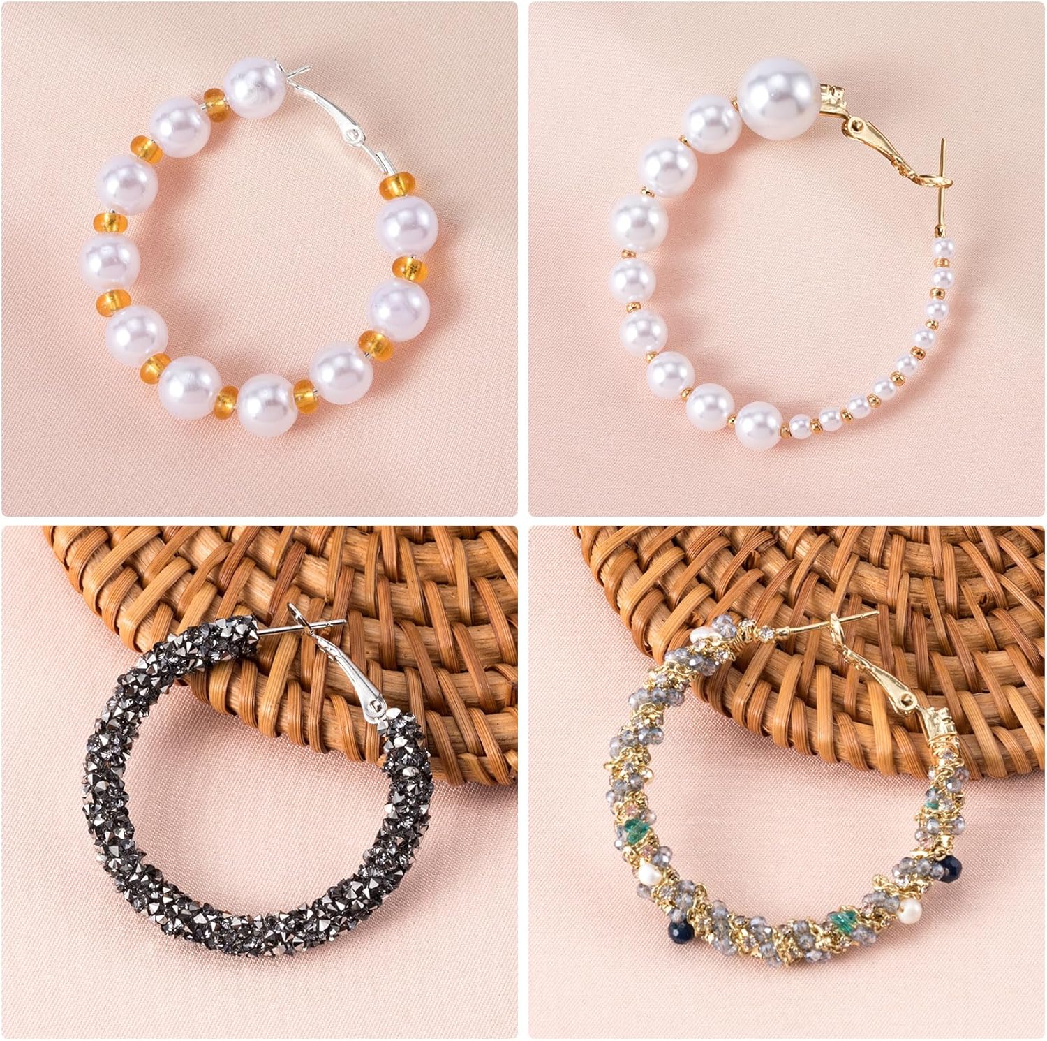 Joez Wonderful 72 Pcs Hoop Earrings Finding, Hypoallergenic Alloy Round Earring Hoops for Jewelry Making, Gold Silver Open Beading DIY Earrings Craft Art Accessories 40mm 50mm 60mm - Image 3