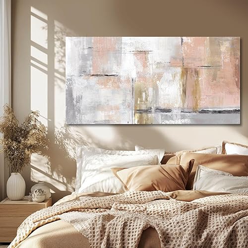 Miniatura 3 de SOUGUAN Arte en lienzo dorado para decoración de pared de niña, imágenes rosas para sala de estar, decoración de pared, arte abstracto de pared,