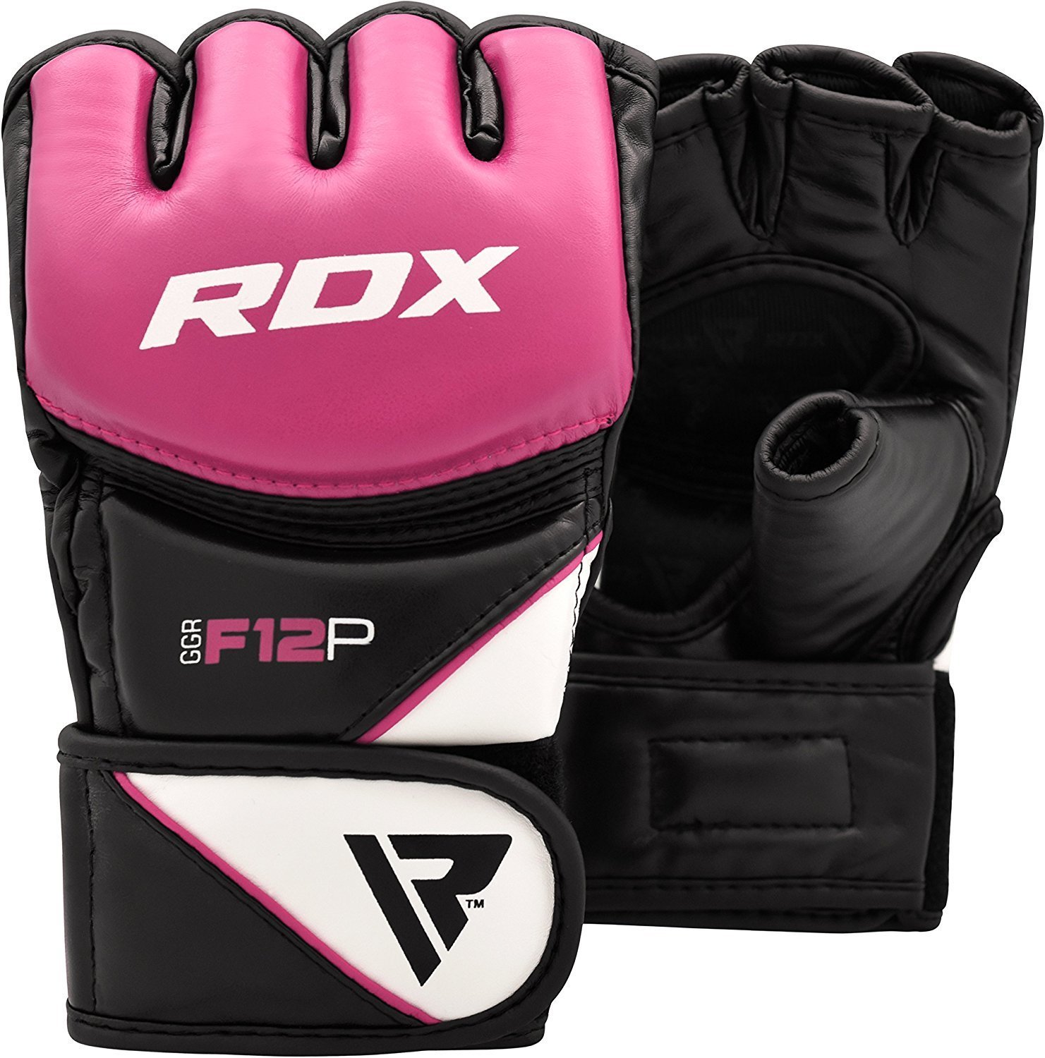 RDX MMA Guanti da allenamento, Maya Hide in pelle, guanti da boxe Grappling Sparring, ventilati aperti palmo, protezione da polso mano, kickboxing, muay thailandese, arti marziali combattimento guanti