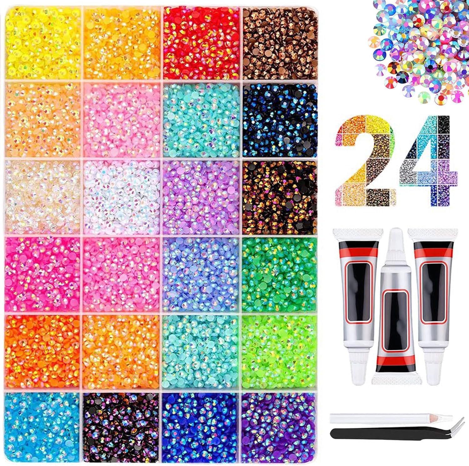 Rhinestone Set DIY, Bedazzler Kit with 40 Colours, 3 mm Flatback ...