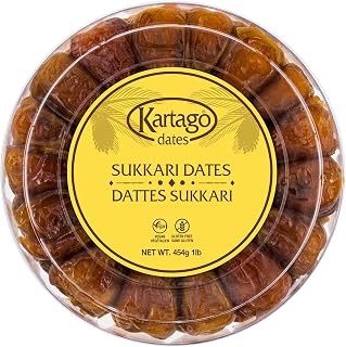 Kartago Sukkari Dates – Premium Soft & Golden Saudi Dates 1Lb | Naturally Sweet, Fresh & Juicy | No Added Sugar, Vegan & Gluten-Free | Authentic Middle Eastern