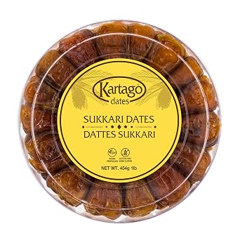 Kartago Sukkari Dates Premium Soft & Golden Saudi Dates 1Lb | Naturally Sweet, Fresh & Juicy | No Added Sugar, Vegan & Gluten-Free | Authentic Middle Eastern