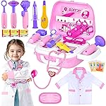 GINMIC Doctor Kit for Toddlers 3-5, 22 Pieces Pretend Play Doctor Set with Halloween Role Play Doctor Costume and Carry Case for Toddlers and Kids, Medical Dr Kit Toys for Girl Age 3 4 5 6 7 Year Old