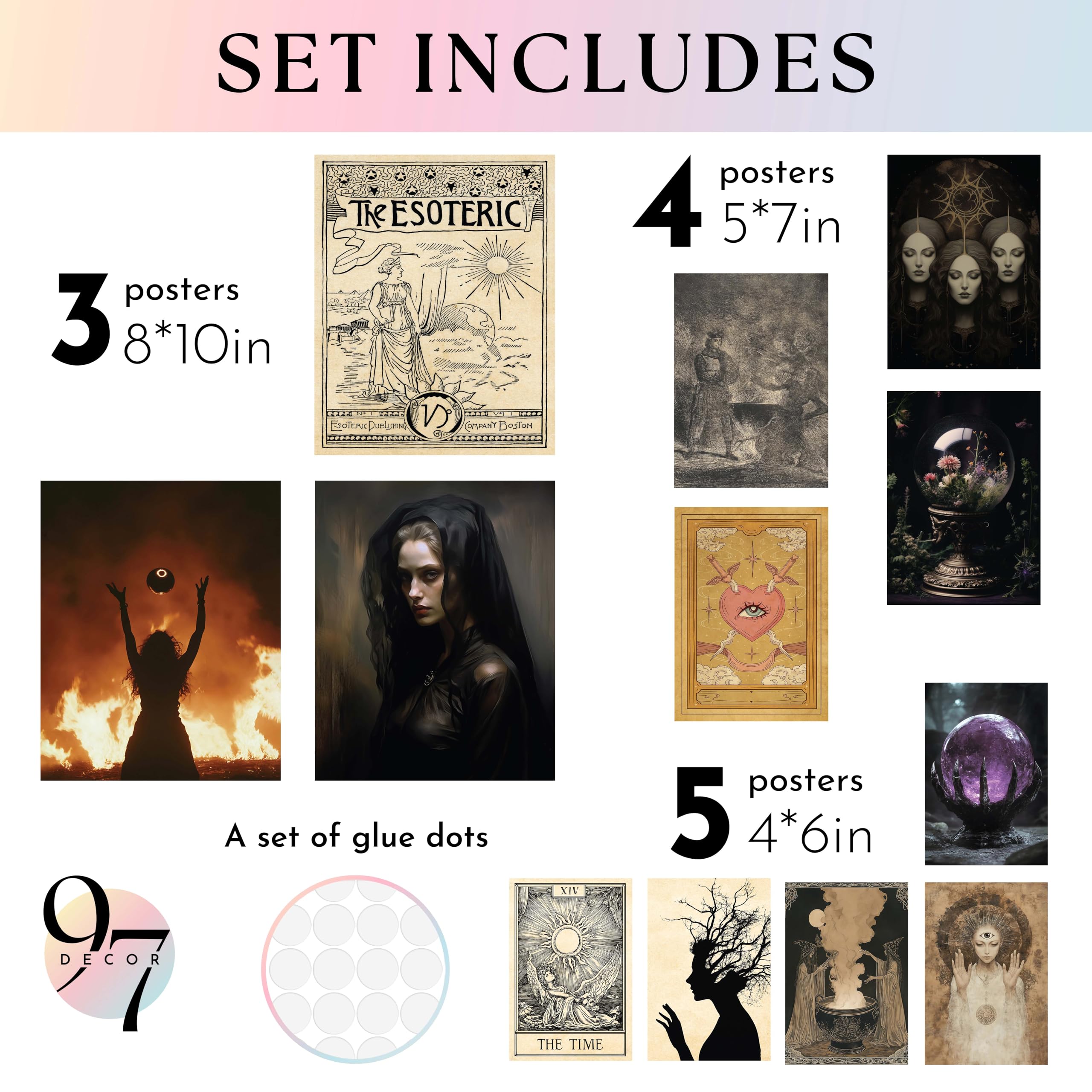 97 Decor Dark Academia Decor For Bedroom - Gothic Home Decor Aesthetic, Moody Dark Academia Wall Art, Vintage Halloween Posters For Room Aesthetic, Spooky Gothic Pictures Goth Decorations (UNFRAMED): Halloween Witchy UNFRAMED