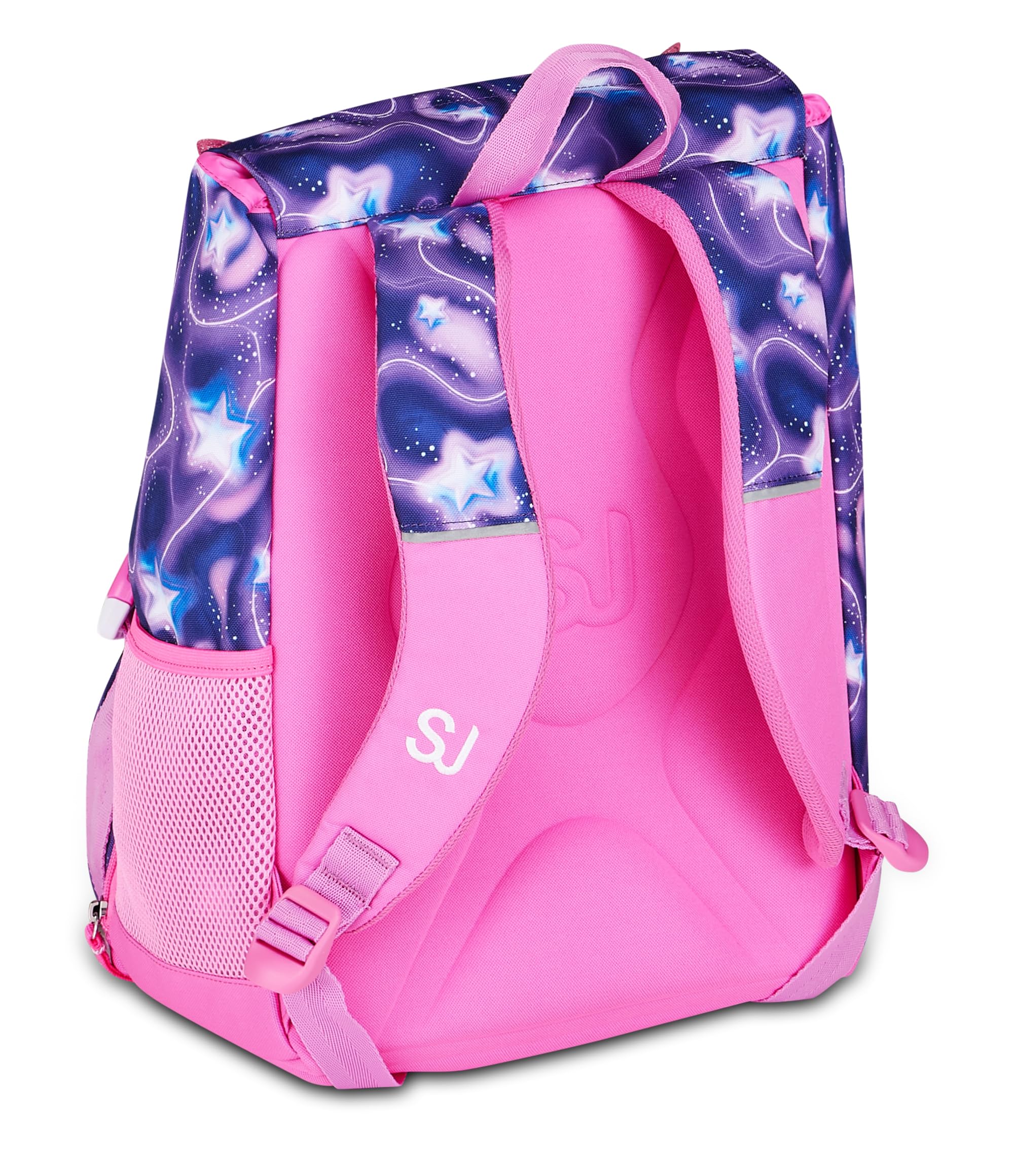 SJ GANG STYLE JAM GANG Zaino Scuola Estensibile Big FLUFFY PINK GIRL, Viola, 24 L, Zip laterali, Applicazioni pelose, Portachiavi astronauta, Tasca portaborraccia, Elementari e medie, Bambina, Ragazza