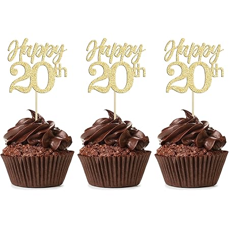 Amazon.com: RoadSea Happy 20th Birthday Cupcake Toppers - Adult Boy ...