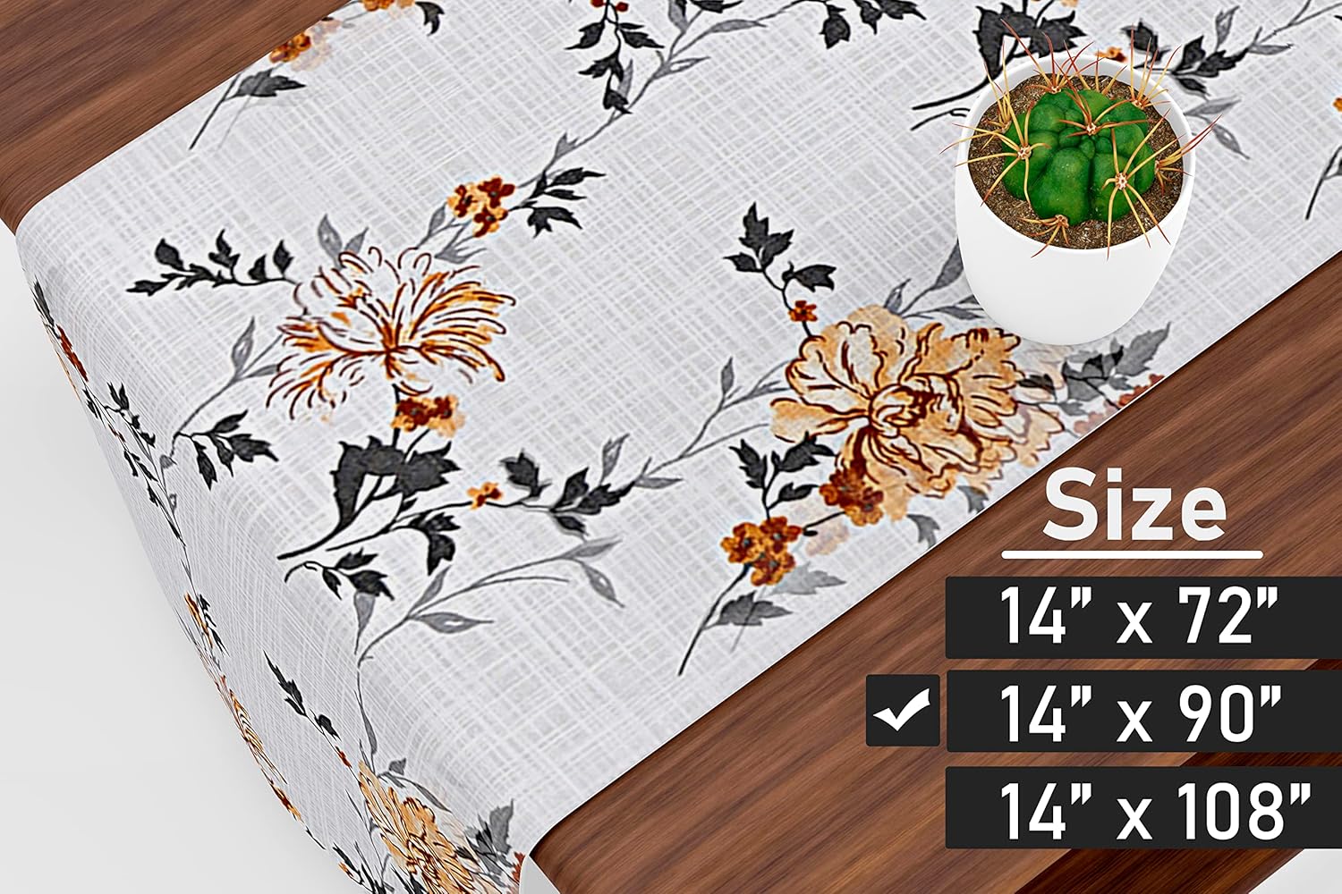 RUVANTI 100% Cotton Cloth Table Runner, Grey/Orange Floral Fall & Christmas, Table Runners 90 Inches Long, Perfect for Coffee Gatherings, Thanksgiving Dinner Parties, and as Farmhouse Table Runners : Home & Kitchen