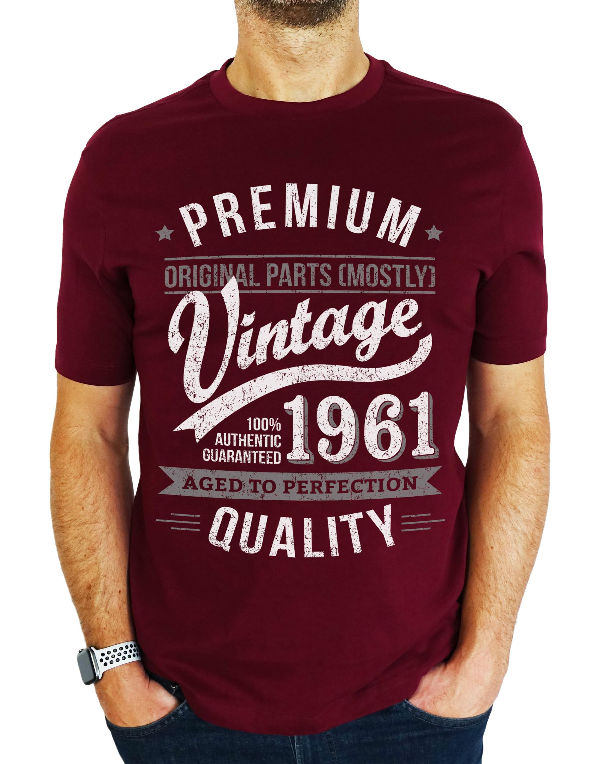 My Generation T-Shirts Men's Burgundy 1961 Premium Vintage Year - Aged To Perfection - 65Th Birthday Gift | Present T-Shirt 2XL