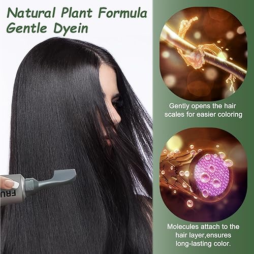 Miniatura 4 de Xusheng - Crema para teñir frutas negras, crema natural para teñir el cabello de frutas, tinte para el cabello para cobertura de canas, champú de