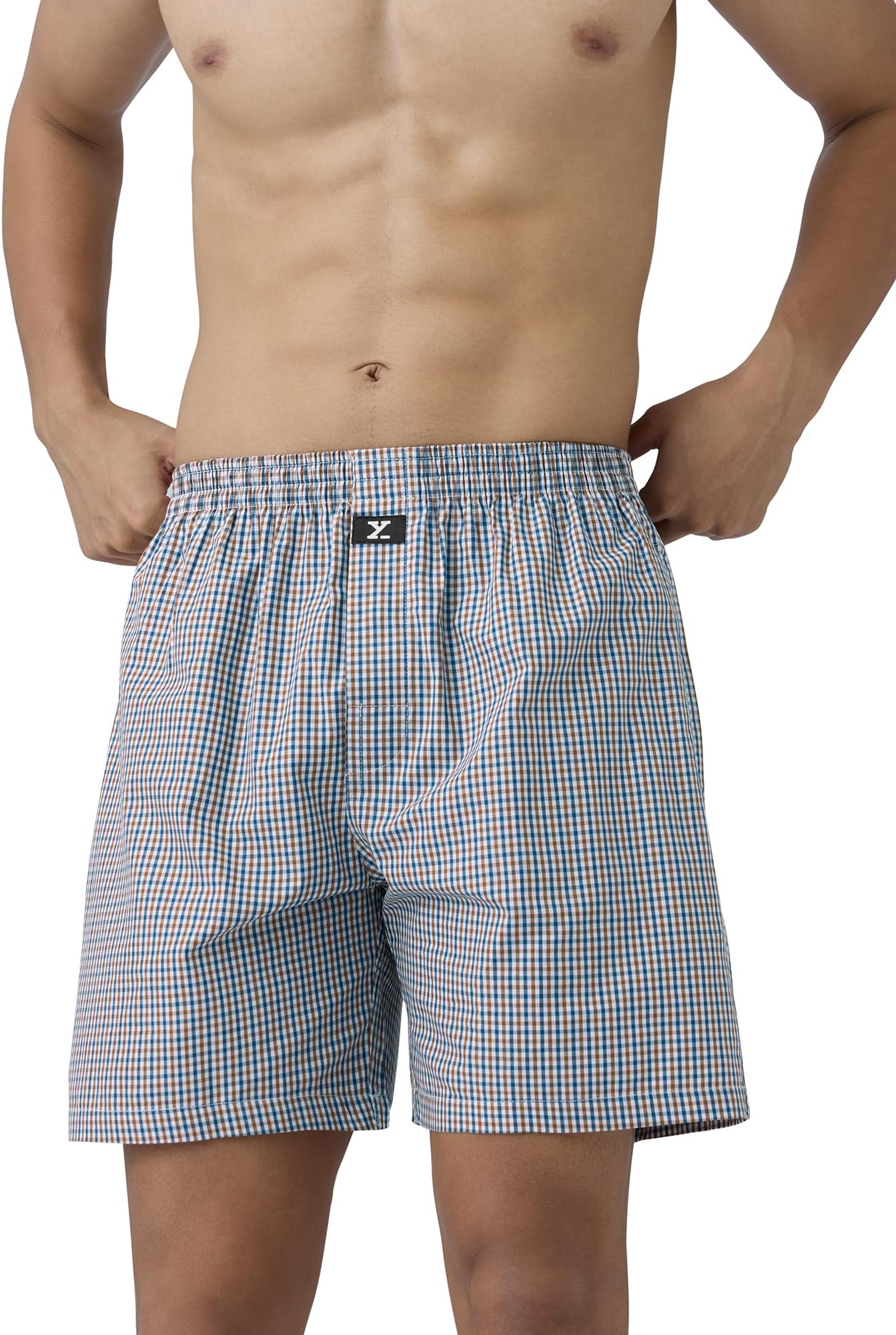 XYXX Men's Checkmate Super Combed Cotton Regular Fit Boxer Shorts with No Marks Waistband & Dual Side Pocket (Pack of 2)