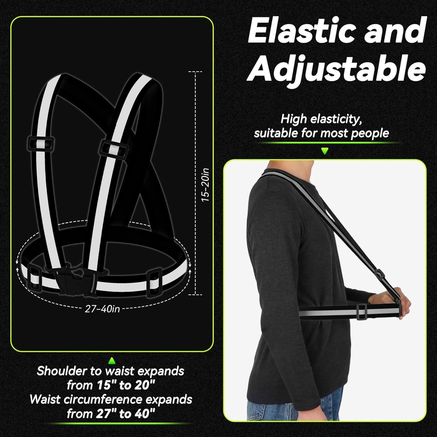 10PCS Reflective Vest Running Gear, High Visibility Adjustable Safety Vest for Outdoor Motorcycle, Dog Walking