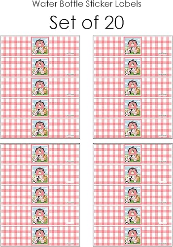 Miniatura 3 de Big Dot of Happiness Girl Farm Animals - Etiquetas adhesivas para botellas de agua para baby shower o fiesta de cumpleaños, juego de 20 unidades